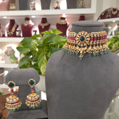 Heena moissanite polki choker set