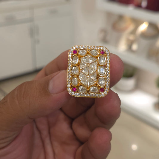 Mini moissanite polki ring