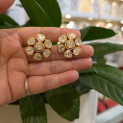 Palak moissanite polki studs