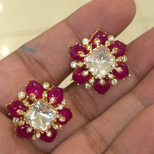 Dilshaan moissanite polki and doublets studs