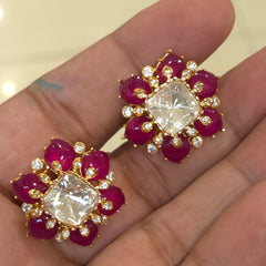 Dilshaan moissanite polki and doublets studs