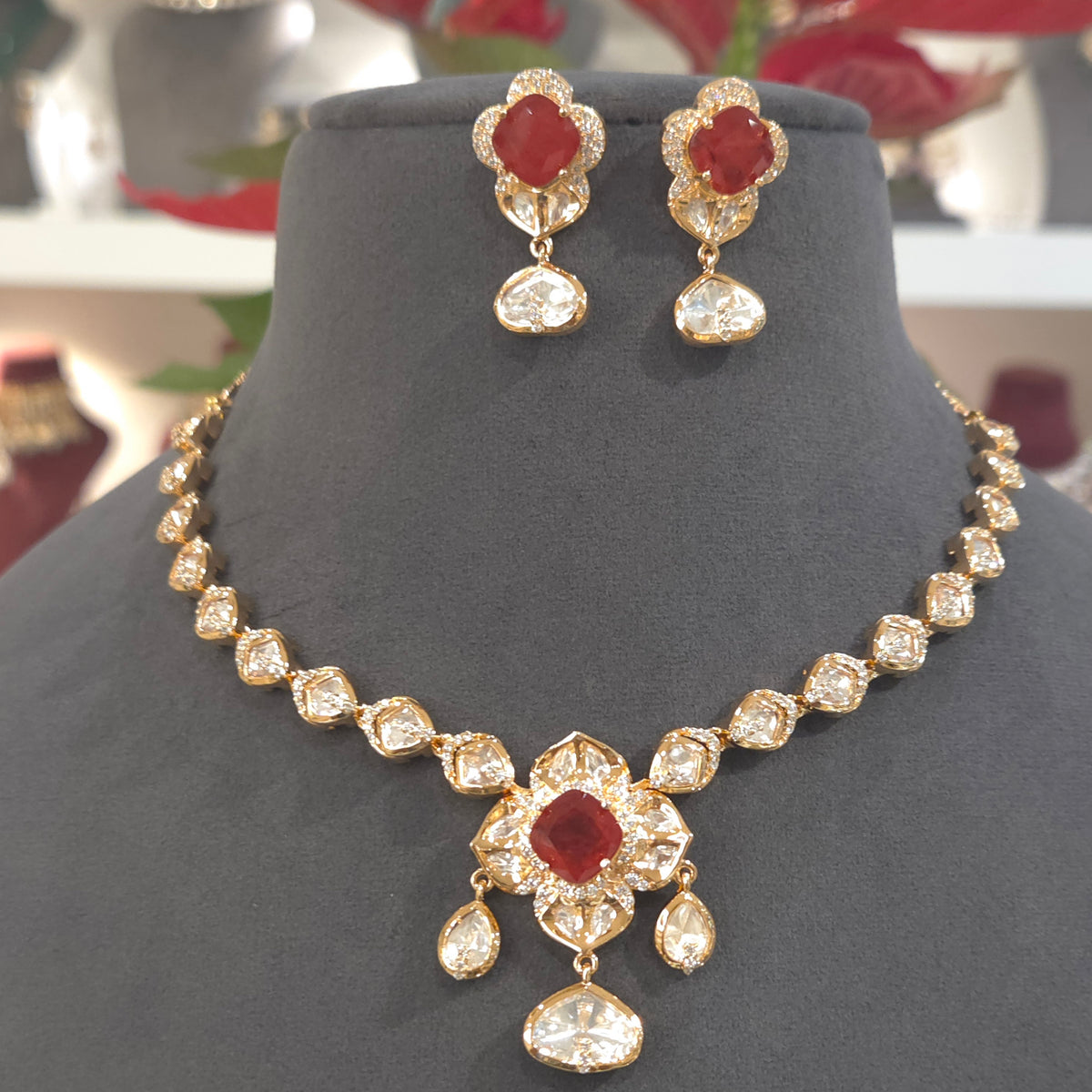 Anisha polki necklace set