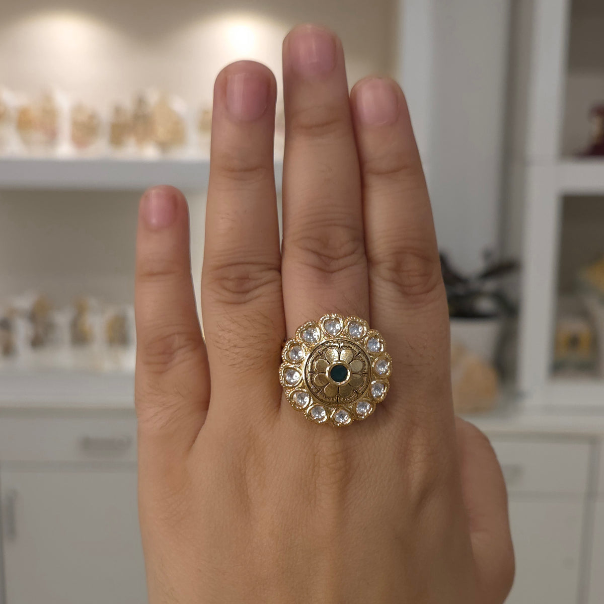 Jyoti moissanite polki ring