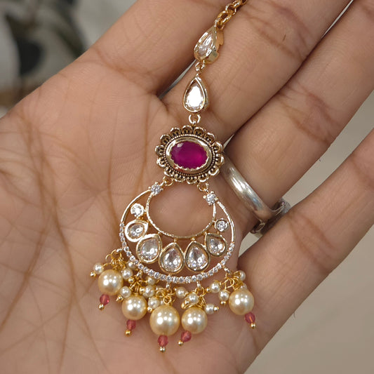 Nilam polki maangtikka