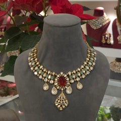 Myra moissanite polki necklace set