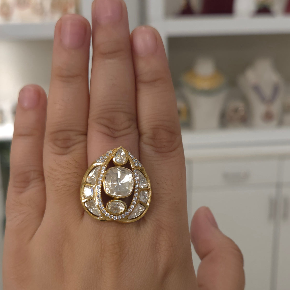 Shruti moissanite polki ring
