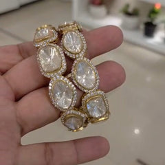 Raj hand set moissanite polki