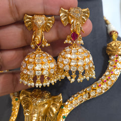 Gajanan moissanite polki hasli set