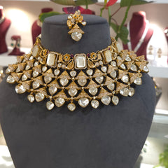 Helan moissanite polki choker set