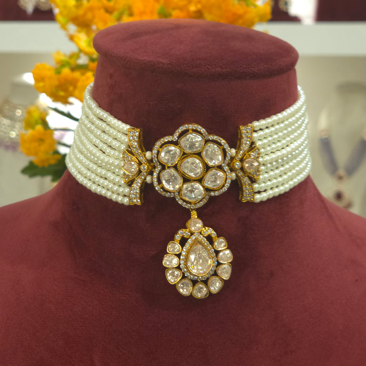 Mehraz moissanite polki choker set