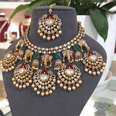 Shree gane moissanite polki set