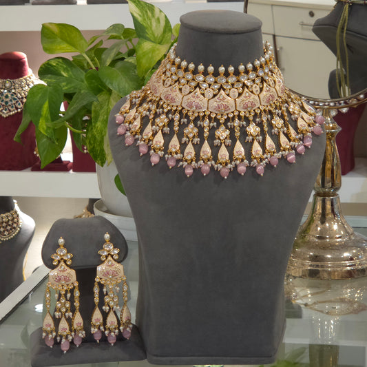 Rishika pink polki set