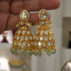 Kaya moissanite polki jhumka