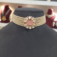 Mahreen moissanite polki choker set .