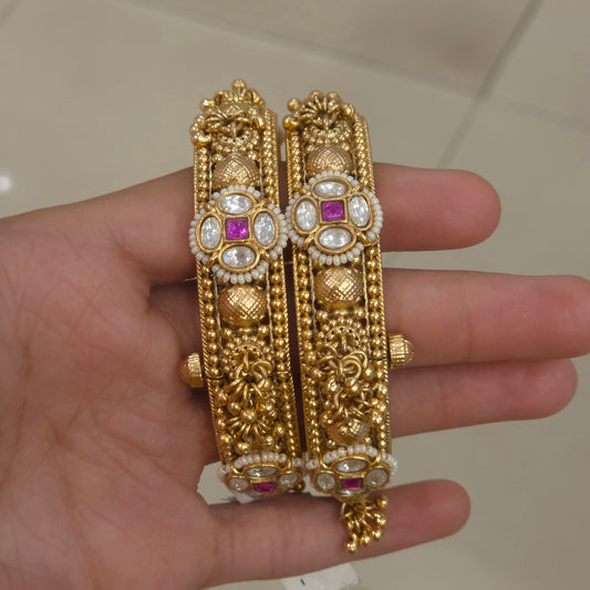 Diksha antique gold bangles