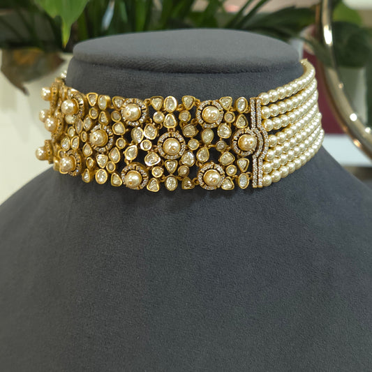 Antiya moissanite polki choker