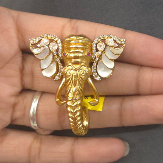 Elephant moissanite polki brooch