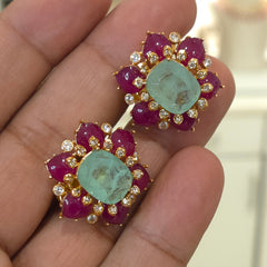 Dilshaan moissanite polki and doublets studs