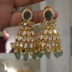 Kaya moissanite polki jhumka