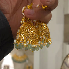 Kaya moissanite polki jhumka