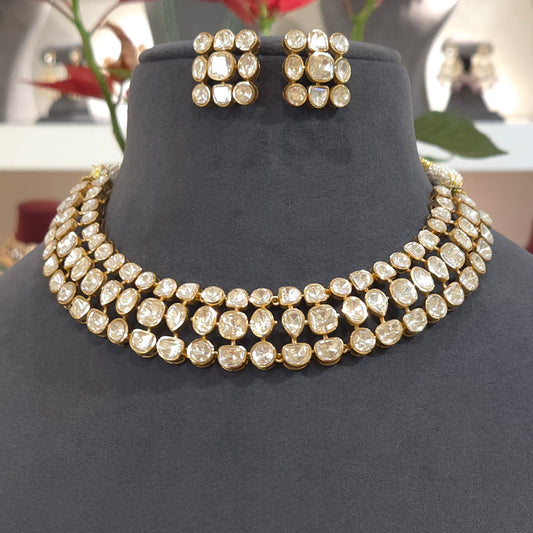 Aman Moissanite polki necklace set
