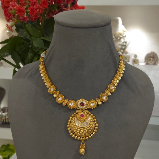 Prabh Antique gold necklace set
