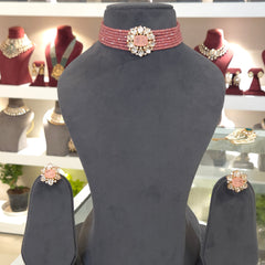 Mahreen moissanite polki choker set .