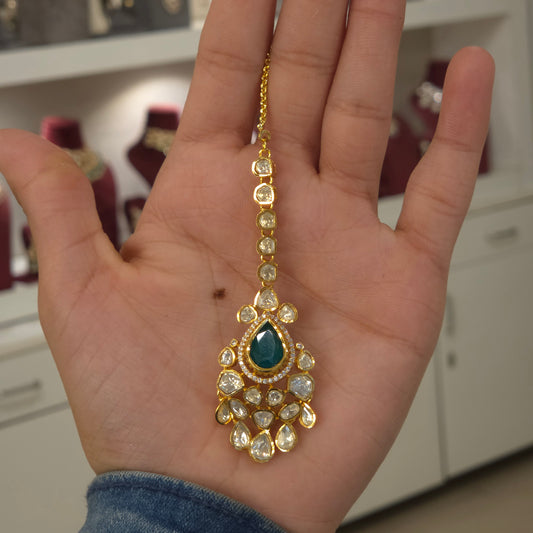 Ishita moissanite polki maangtikka