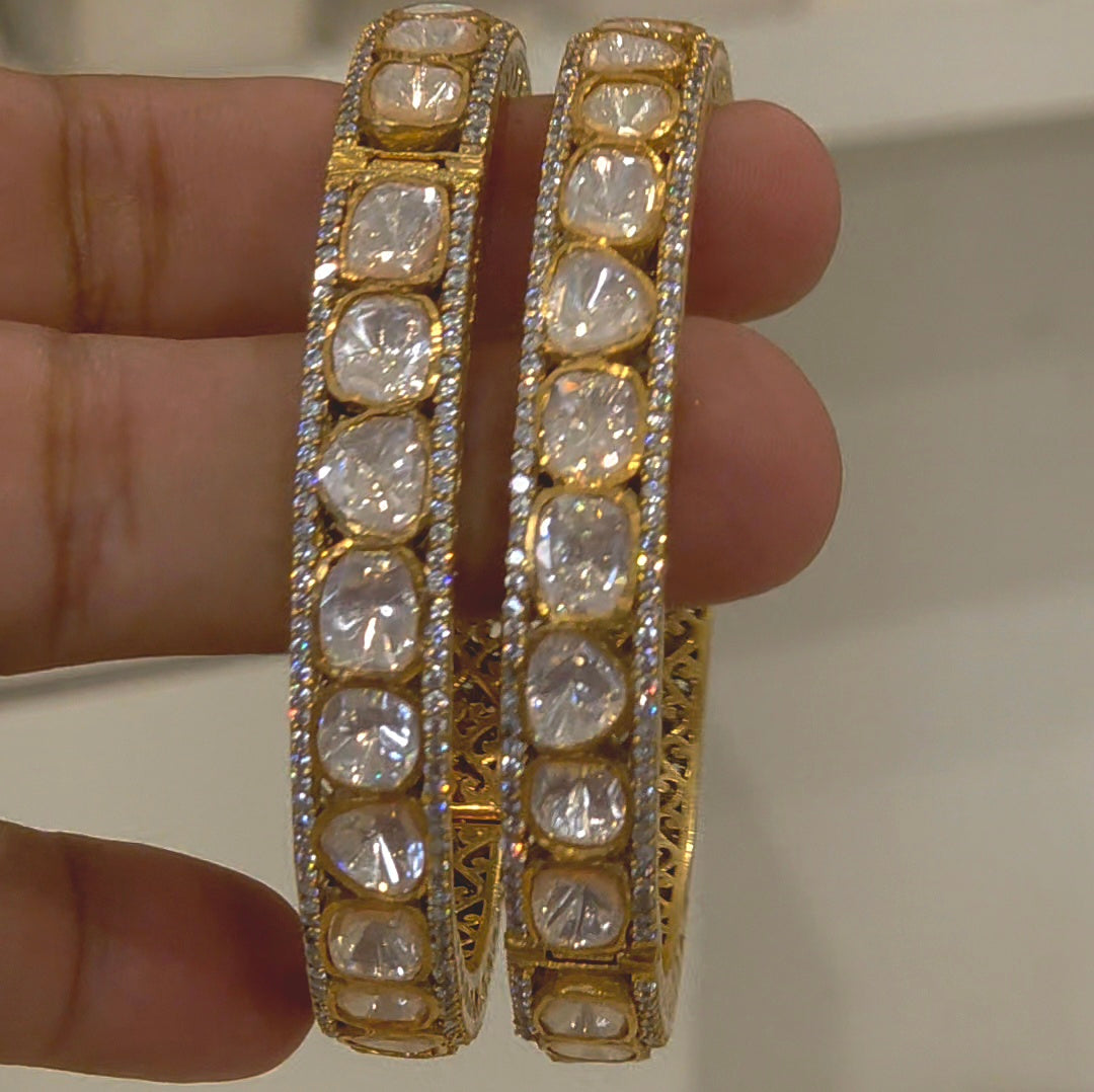 Rebecca hand set moissanite polki bangles