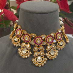 Shina noissanite polki necklace set