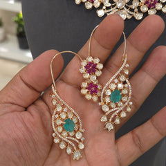 Sairah silver foil polki set