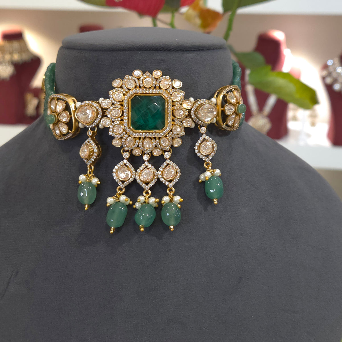 Nidhi moissanite polki choker
