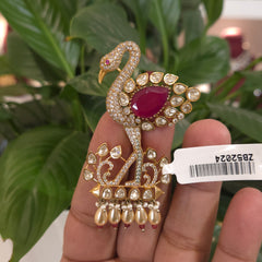 Flamingo moissanite brooch