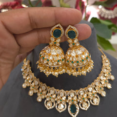 Megha moissanite polki necklace set
