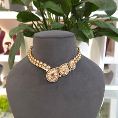 Rose polki necklace set
