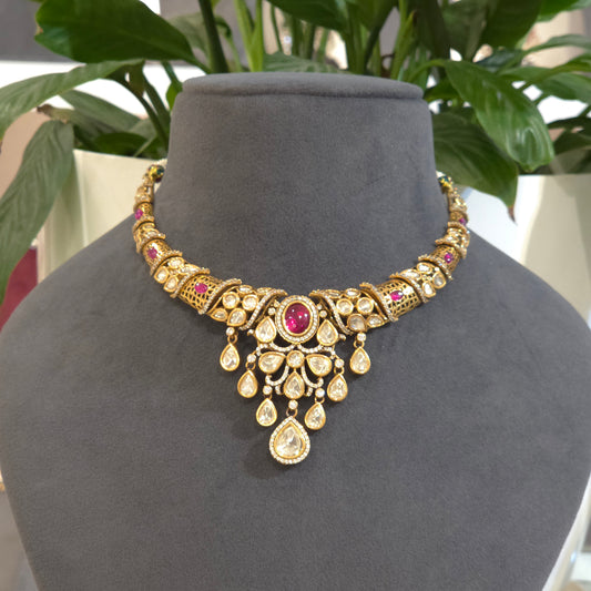 Sanjh polki necklace set