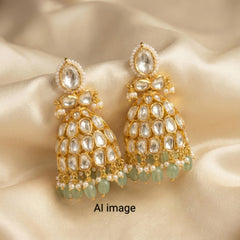 Kaya moissanite polki jhumka