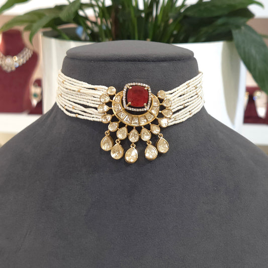 Meenali moissanite choker set