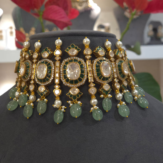 Padma handsetted moissanite polki choker
