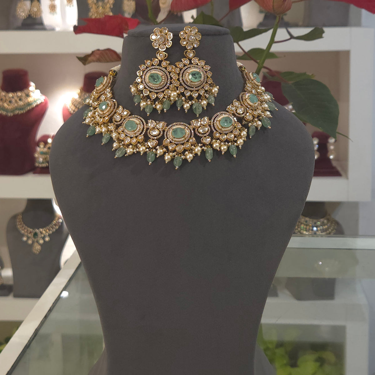 Rohini silver foil polki set