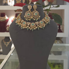 Rohini silver foil polki set