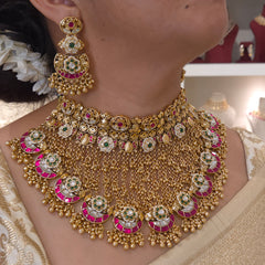 Shrelatha golden kundan set