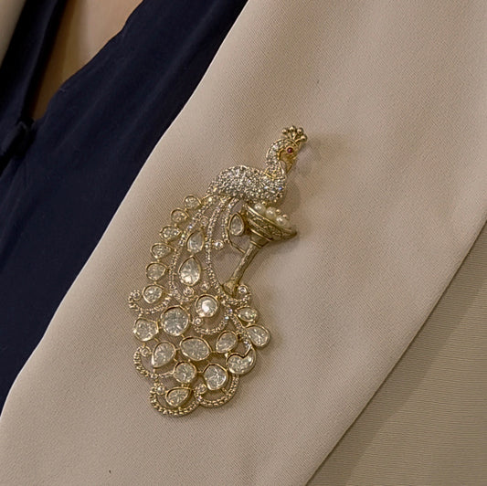 Neelkanth polki brooch
