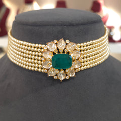 Mahreen moissanite polki choker set .