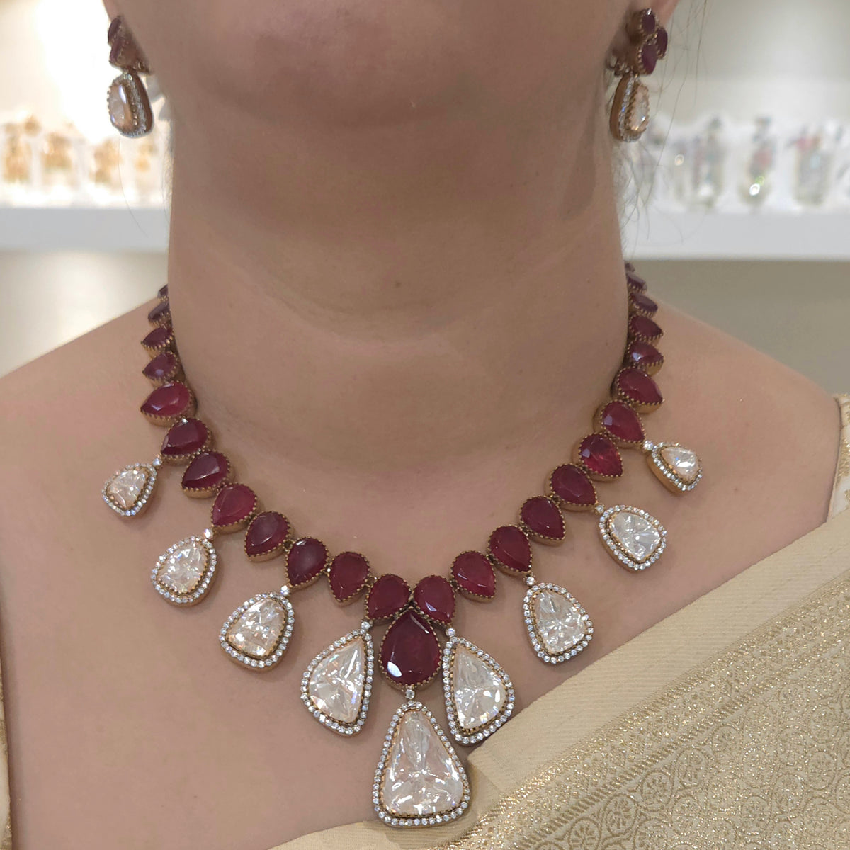 Karni handcrafted moissanite polki set