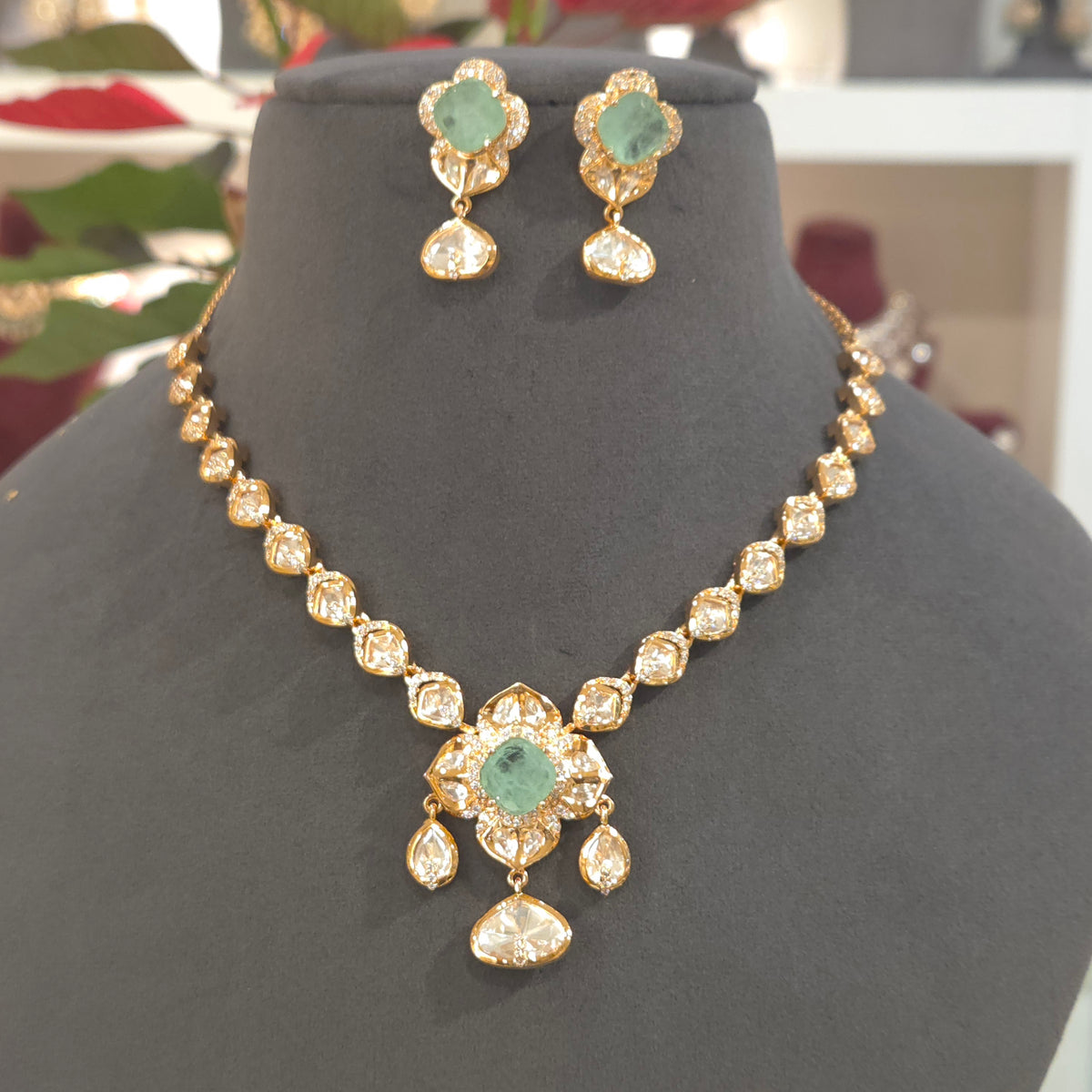 Anisha polki necklace set