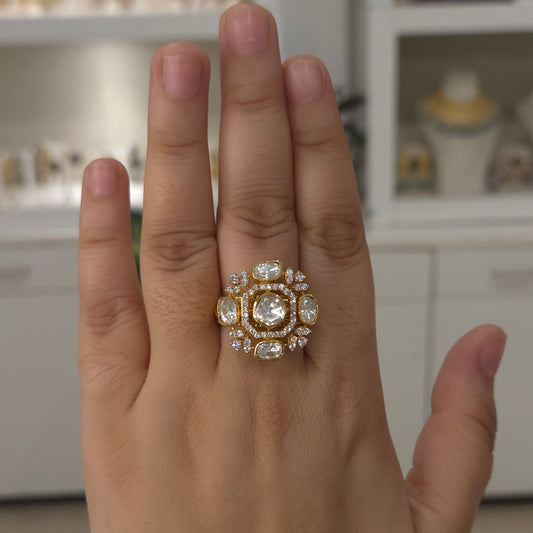 Sonia moissanite polki ring