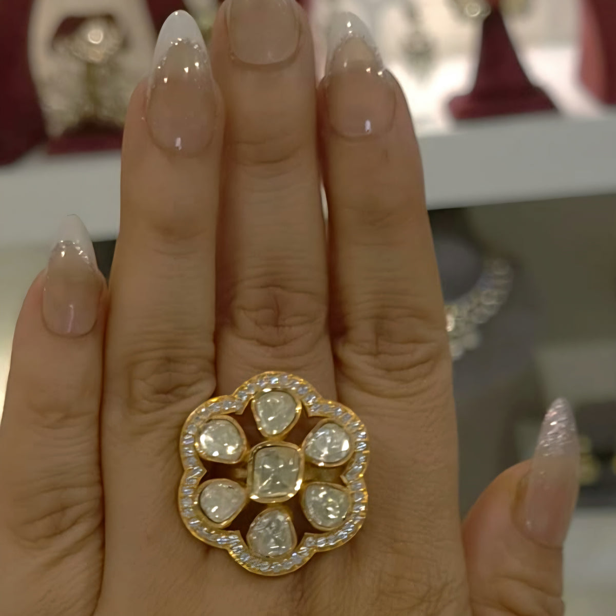 Dharna moissanite polki ring