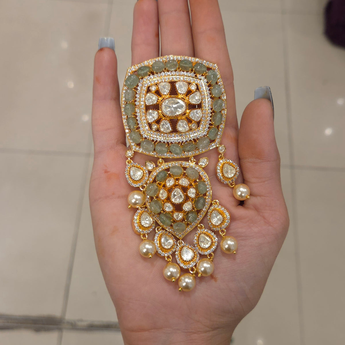 Nargis moissanite polki brooch