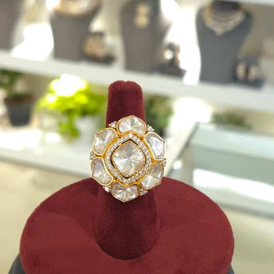 Sapna moissanite polki ring